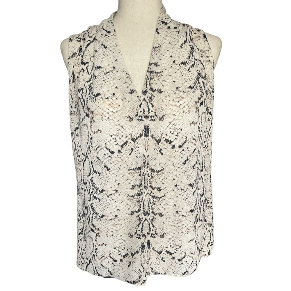 Rose & Olive V Neck Sleeveless Snakeskin Print Top S